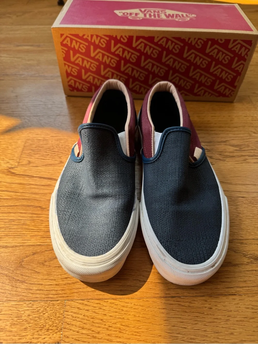 Vans Women’s Slip-On Two-Tone Navy and Burgundy